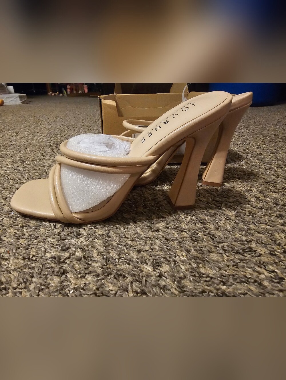 Journee Beige Strappy High Heel Sandals